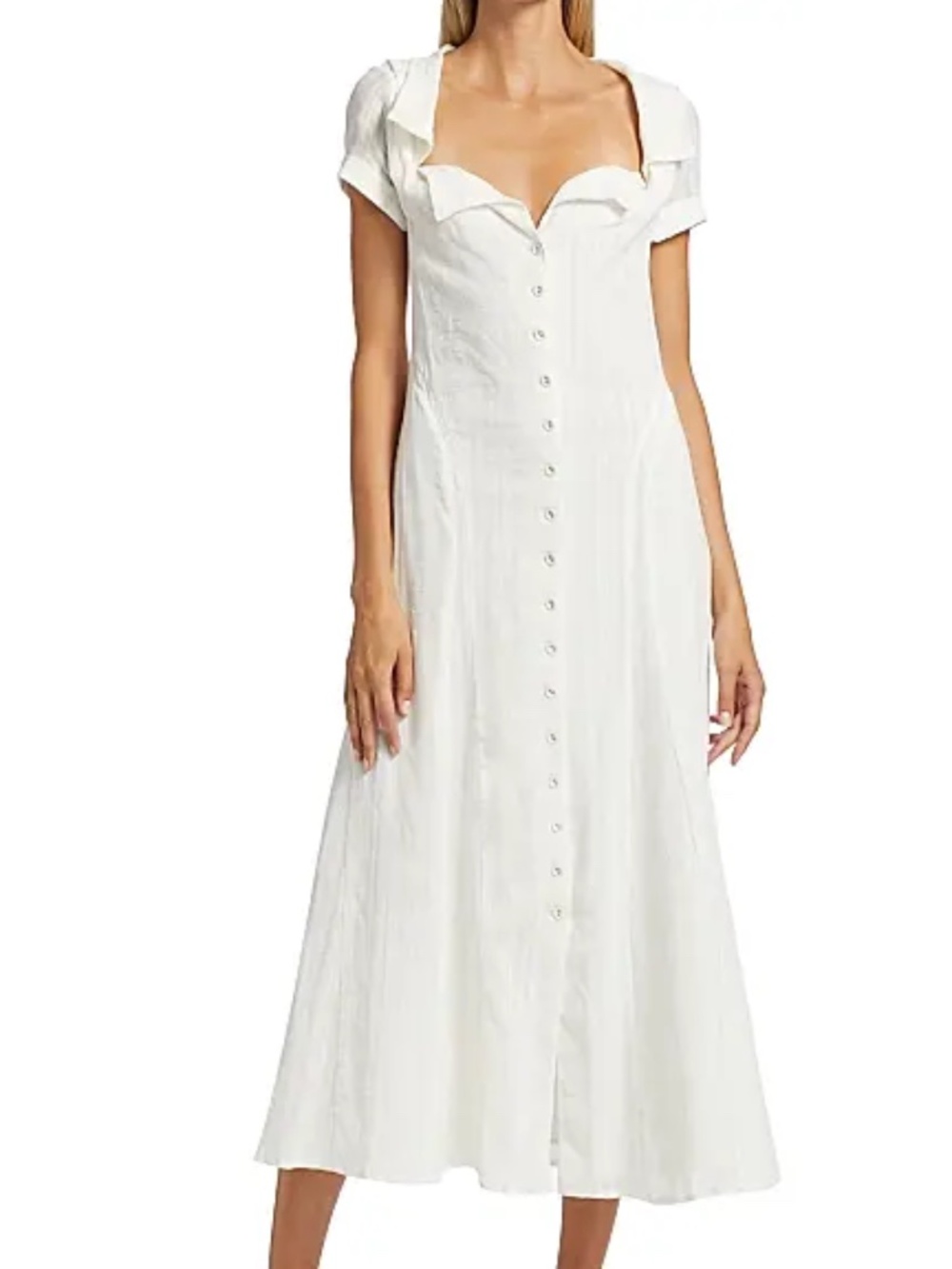 Cult Gaia Women's Jeanie Cotton Button-Front Midi Dress Off White 10 NWT